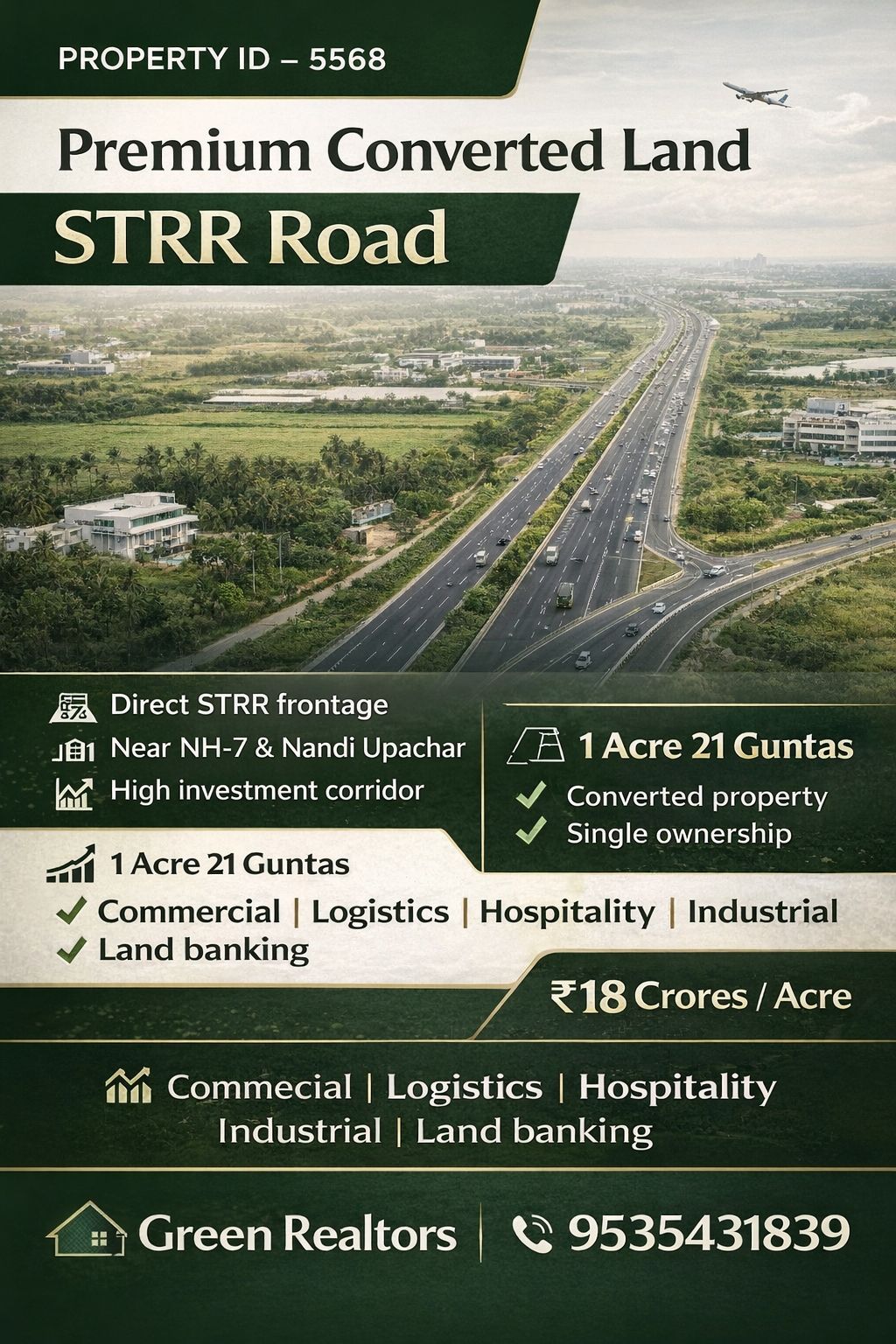 🆔 *PROPERTY ID – 5568* 🏢 *Premium Converted Land for Sale – STRR Road*